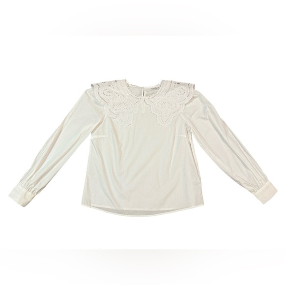 B.YOUNG Jussi Shirt with Embroidered Peter Pan Collar - Bright White Size 6 - Picture 5 of 14